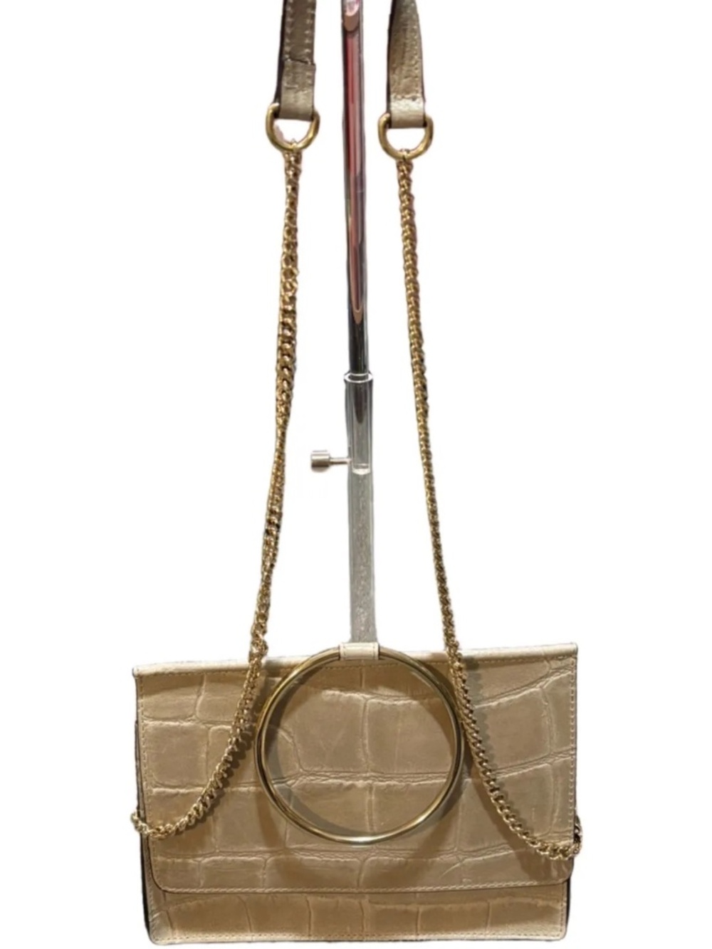 Sofia Italy Croc-Embossed Ring Handle Crossbody Bag